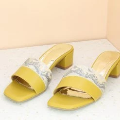 Inc.5 BLOCK CASUAL HARD HEEL SLIPON-YELLOW SALE