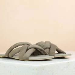 Inc.5 FLAT SUEDE MULE-DARK BEIGE