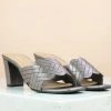 Inc.5 BLOCK HEEL CASUAL MULE-GUN METAL SALE