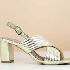 Inc.5 SALE BLOCK HEEL METALLIC SANDAL