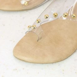 Inc.5 TRANSPARENT STUDDED FLAT - BEIGE SALE