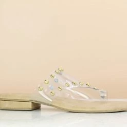 Inc.5 TRANSPARENT STUDDED FLAT - BEIGE SALE