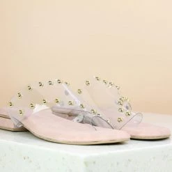 Inc.5 TRANSPARENT STUDDED FLAT - PEACH