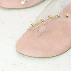Inc.5 TRANSPARENT STUDDED FLAT - PEACH