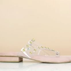 Inc.5 TRANSPARENT STUDDED FLAT - PEACH