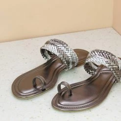 Inc.5 FLAT WOVEN THONG - GUN METAL