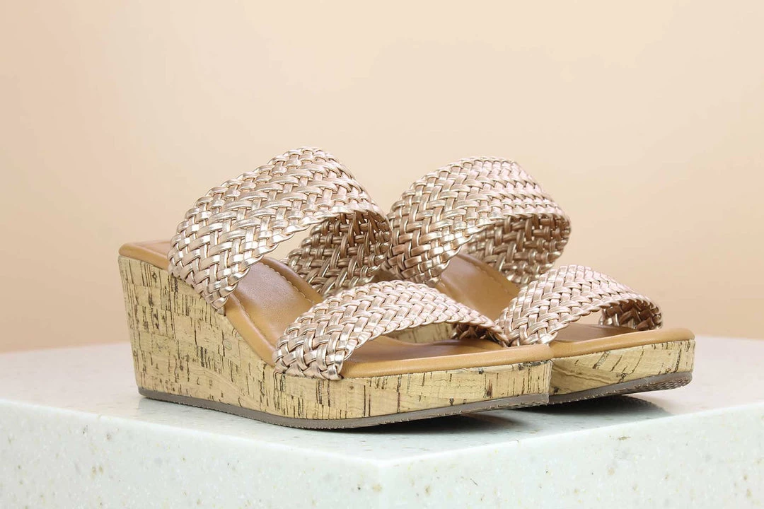 Inc.5 DOUBLE STRAP WOVEN PLATFORM - ROSE GOLD SALE 3 Inc.5 DOUBLE STRAP WOVEN PLATFORM - ROSE GOLD SALE