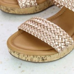 Inc.5 DOUBLE STRAP WOVEN PLATFORM - ROSE GOLD SALE