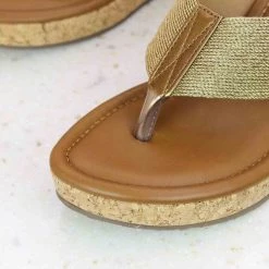 Inc.5 CORK COVERED PLATFORM CASUAL THONG-ANTIQUE GOLD