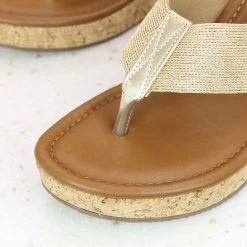 Inc.5 SALE CORK COVERED PLATFORM THONG-LIGHT GOLD