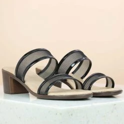 Inc.5 BLOCK SMALL HEEL PU MULE-BLACK