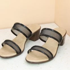 Inc.5 BLOCK SMALL HEEL PU MULE-BLACK