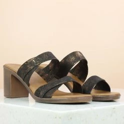 Inc.5 BLOCK HEEL MULE-ANTIQUE GOLD SALE