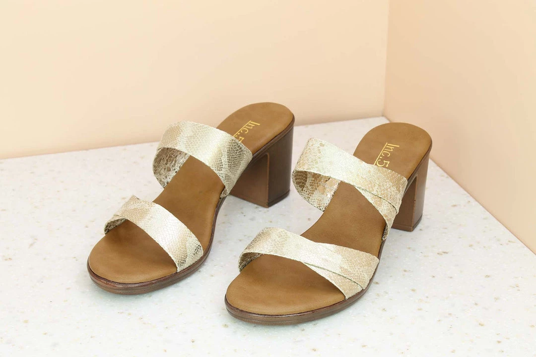 Inc.5 SALE BLOCK HEEL MULE-LIGHT GOLD 5 Inc.5 SALE BLOCK HEEL MULE-LIGHT GOLD