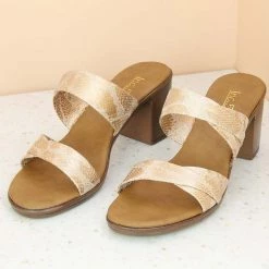 Inc.5 BLOCK PU CASUAL HEEL MULE-ROSE GOLD