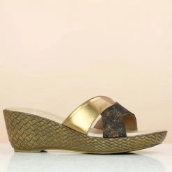 Inc.5 SALE PLATFORM PU MULE-ANTIQUE GOLD