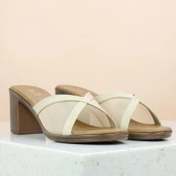 Inc.5 BLOCK HEEL PU MULE-BEIGE