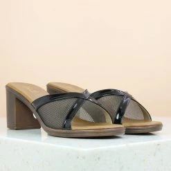 Inc.5 SALE BLOCK HEEL PU MULE-BLACK