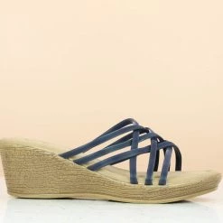 Inc.5 SALE STRAPY VEDGE MULE - BLUE