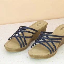 Inc.5 SALE STRAPY VEDGE MULE - BLUE