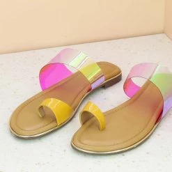 Inc.5 SALE TRANSPARENT FLAT TOE POST - MUSTARD