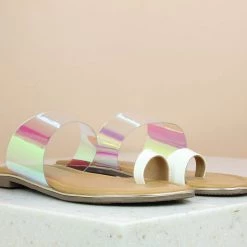 Inc.5 TRANSPARENT FLAT TOE POST - WHITE