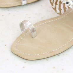 Inc.5 WOVEN FLAT TOE POST-SILVER