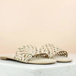 Inc.5 WOVEN FLAT MULE-ROSE GOLD