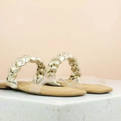 Inc.5 SALE FLAT CASUAL HARD MULE-GOLD