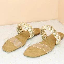 Inc.5 SALE FLAT CASUAL HARD MULE-GOLD