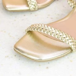 Inc.5 SALE WOVEN CASUAL MULE FLAT-GOLD