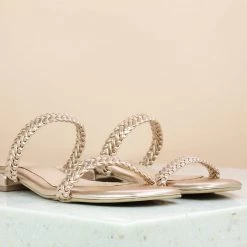 Inc.5 SALE WOVEN CASUAL MULE FLAT-ROSE GOLD