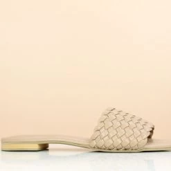 Inc.5 WOVEN FLAT MULE-BEIGE