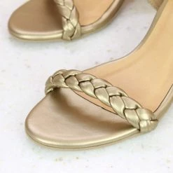 Inc.5 BLOCK HEEL WOVEN SANDAL - ANTIQUE GOLD