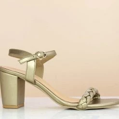 Inc.5 BLOCK HEEL WOVEN SANDAL - ANTIQUE GOLD