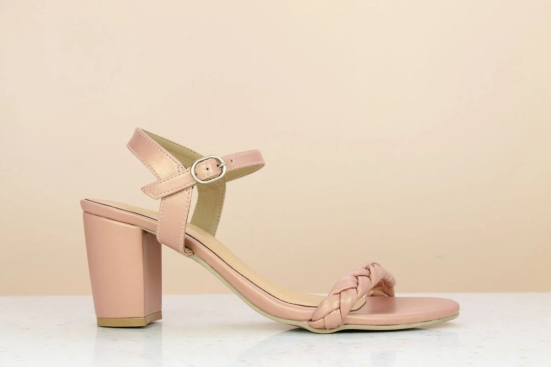 Inc.5 BLOCK HEEL WOVEN SANDAL - PEACH 5 Inc.5 BLOCK HEEL WOVEN SANDAL - PEACH