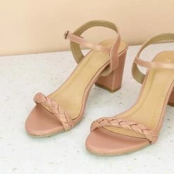 Inc.5 BLOCK HEEL WOVEN SANDAL - PEACH 10 Inc.5 BLOCK HEEL WOVEN SANDAL - PEACH