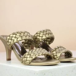 Inc.5 WOVEN DOUBLE STRAP MULE - ANTIQUE GOLD SALE