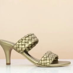 Inc.5 WOVEN DOUBLE STRAP MULE - ANTIQUE GOLD SALE