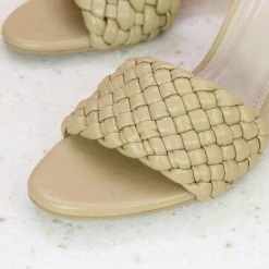Inc.5 BLOCK HEEL WOVEN MULE - BEIGE Mules