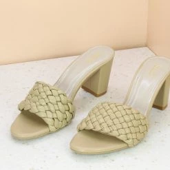 Inc.5 BLOCK HEEL WOVEN MULE - BEIGE Mules