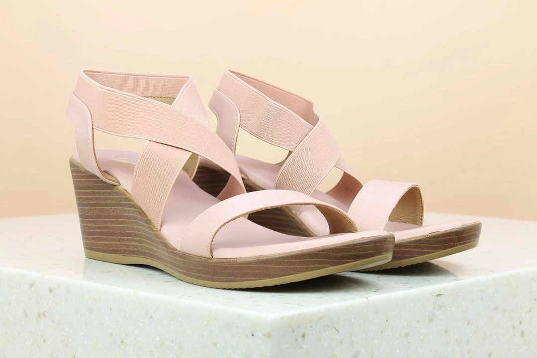 Inc.5 STRAPY VEDGE HEEL SANDAL - PEACH 3 Inc.5 STRAPY VEDGE HEEL SANDAL - PEACH