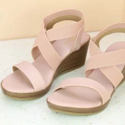 Inc.5 STRAPY VEDGE HEEL SANDAL - PEACH 9 Inc.5 STRAPY VEDGE HEEL SANDAL - PEACH