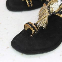 Inc.5 FLAT KOLHAPURI - BLACK SALE