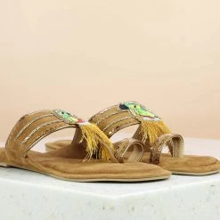 Inc.5 FLAT KOLHAPURI - TAN SALE