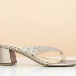 Inc.5 BLOCK HEEL EMBOSSED THONG - ROSE GOLD SALE