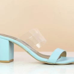 Inc.5 BLOCK HEEL TRANSPARENT MULES