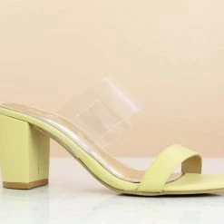 Inc.5 BLOCK HEEL TRANSPARENT MULES