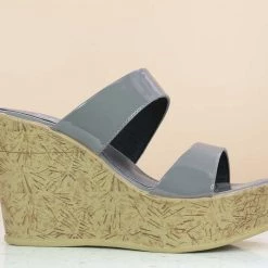 Inc.5 SALE DOUBLE STRAP PATTENT PLATFORM MULES