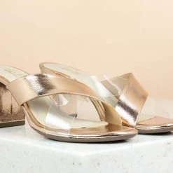 Inc.5 CROSS STRAP BLOCK HEELS MULES